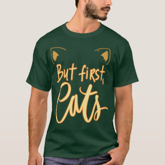 T-shirt Mais First Cats mignon Cat Cote Cote retro