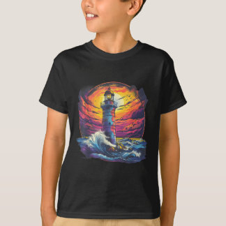 T-shirt Maison de bord de mer voile phare bateau plage