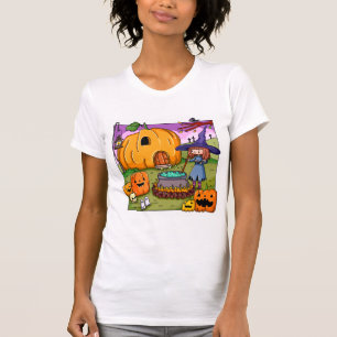 T-shirt Maison de citrouille de sorcière d'Halloween