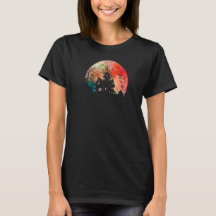 T-shirt Maison déplaisante et Pleine lune Éffrayante aquar
