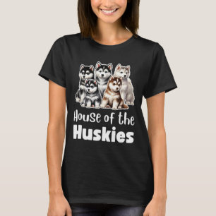 T-shirt Maison Des Huskies Jolie Aquarelle Puppy Huskies