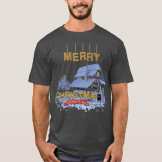 T-shirt Maison d'hiver avec neige Joyeux Noël
