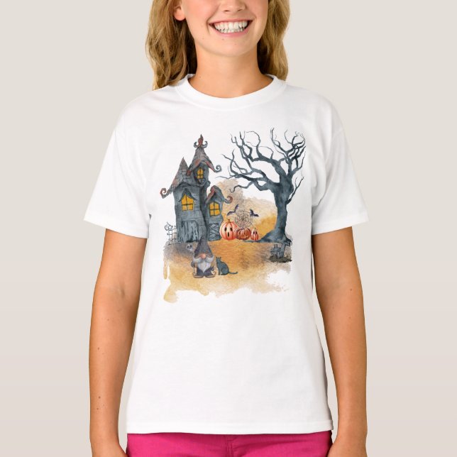 T-shirt Maison éffrayant Gnome Halloween (Devant)