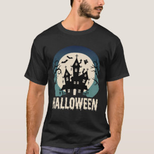 T-shirt Maison Hantée Halloween Clair de Lune Vecteur