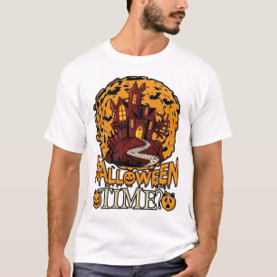 T-shirt Maison Hantée Halloween Pleine Lune Citrouilles