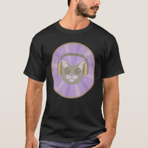 T-shirt Maison Musique Kitty Dj Casque de chat Vintage Rét