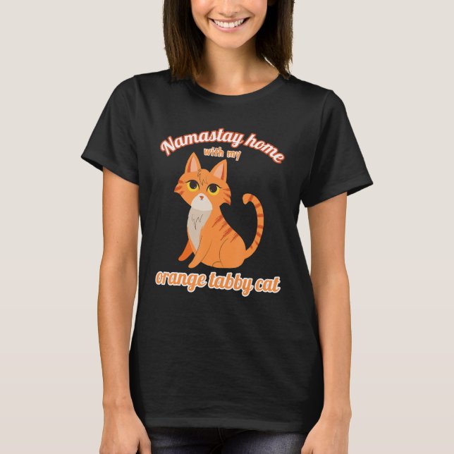 T-shirt Maison Namastay Avec Mon Chat Tabby Orange (Devant)