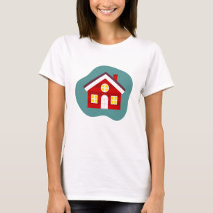T-shirt Maison rouge mignonne