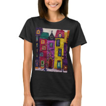 Maisons Colorées en Patchwork Art Textile