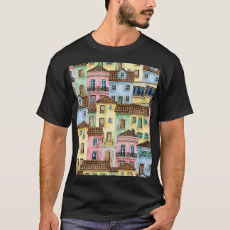 T-shirt Maisons de Lisbonne : Aquarelle Motif funiculaire.