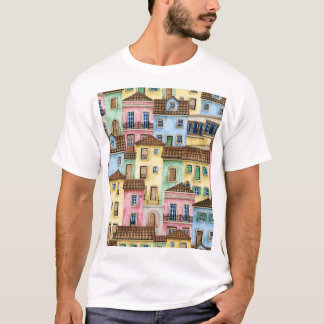 T-shirt Maisons de Lisbonne : Aquarelle Motif funiculaire.
