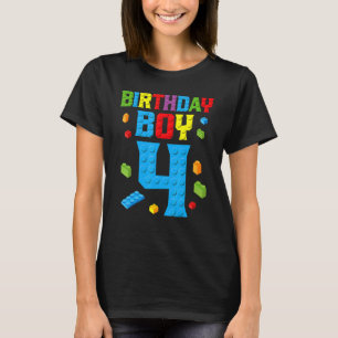 T-shirt Maître Builder 4th Birthday Boy 4 Four Year Buildi