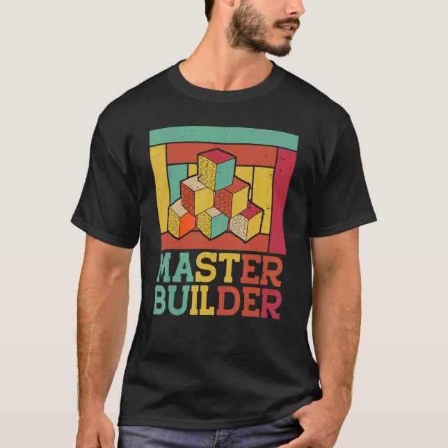 T-shirt Maître Constructeur Cool Builder Ensemble De Blocs (Devant)