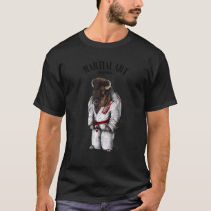 T-shirt Maître de judo karaté de bison en judogi blanc