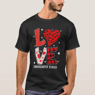T-shirt Maitre de maternelle Heart Love carreaux rouges Va