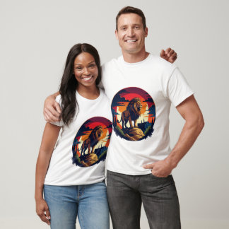 T-shirt Majesté du Lion au Coucher du Soleil