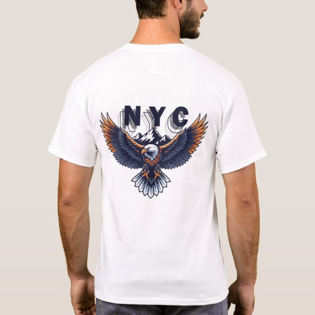 T-shirt Majestic Eagle Over NYC Skyline – Patriotic New Yo (Dos)