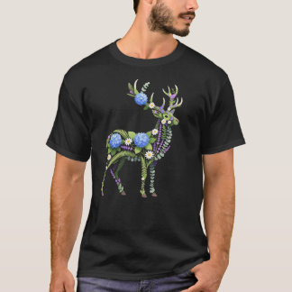 T-shirt Majestic Floral Deer Art - Botanical Nature