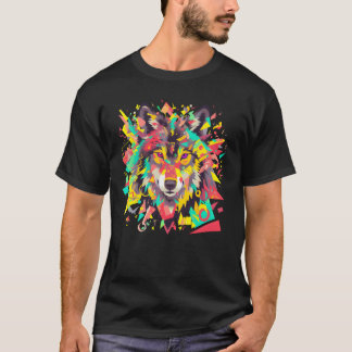T-shirt Majestic Pop Art Alpha Wolf Vibrant Warm