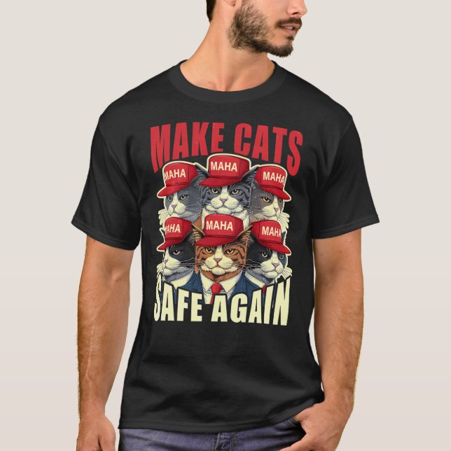 T-shirt Make Cats Safe Again Red Cat Hat Maha 2024 Debate  (Devant)