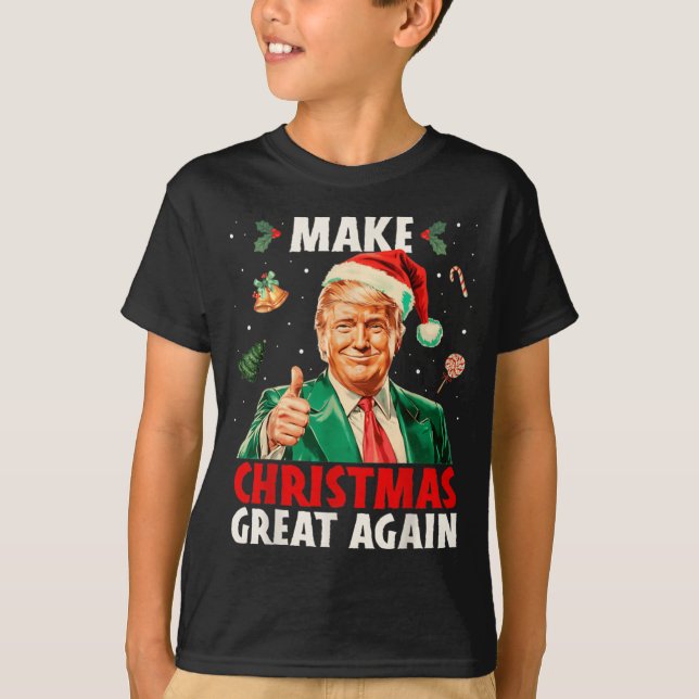 T-shirt Make Christmas Great Again Funny Santa Trump 2025  (Devant)