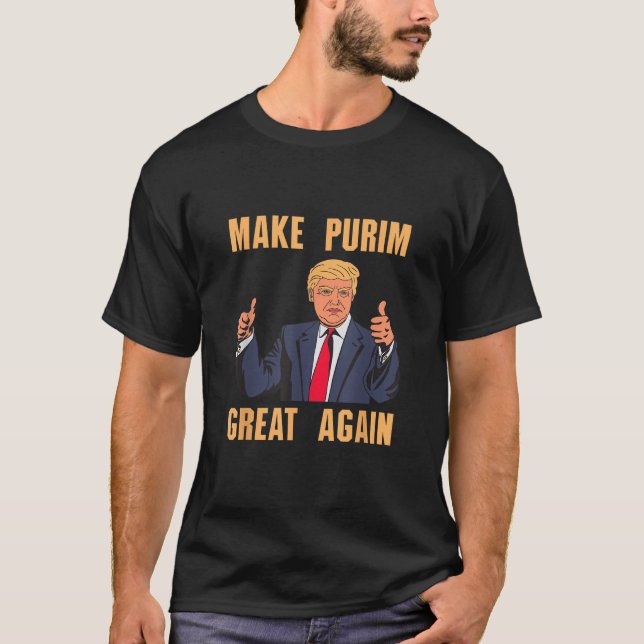 T-shirt Make Purim Great Again Funny Trump Costume Hebrew  (Devant)