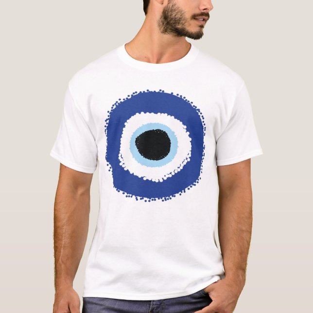 T-shirt Mal Oeil Artiste Bleu Grec (Devant)