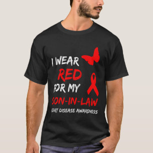 T-shirt Maladie Cardiaque Je Porte Du Rouge Pour Mon Gendr