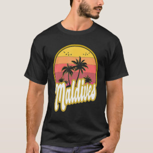 T-shirt Maldives Beach Retro Sunset