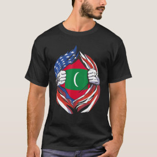 T-shirt Maldives Drapeau Américain Fier De Mon Hérite Mald