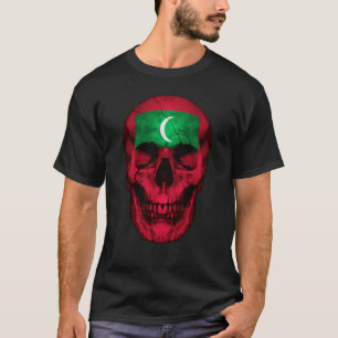T-shirt Maldives Flag Skull Maldivan Roots Proud Patriotic