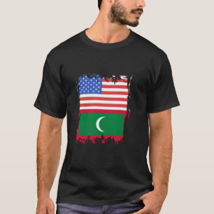 T-shirt Maldives USA Amérique Coeur Maldivien Racines Mald