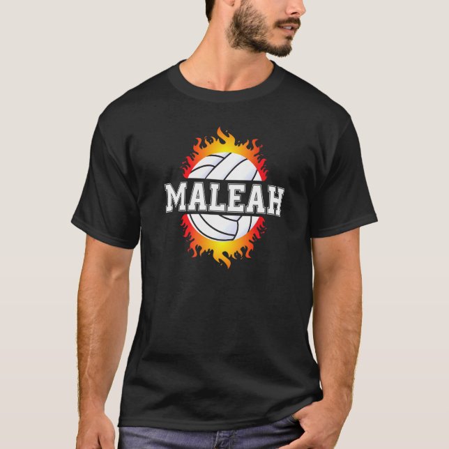 T-shirt Maleah Nom Volleyball Joueur Girls Ball et Net S (Devant)