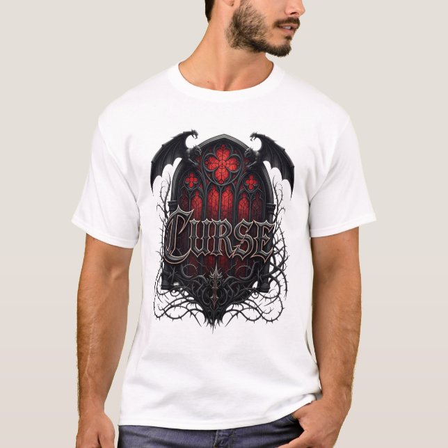 T-shirt Malédiction - Église gothique Fenêtre Imaginaire f (Devant)