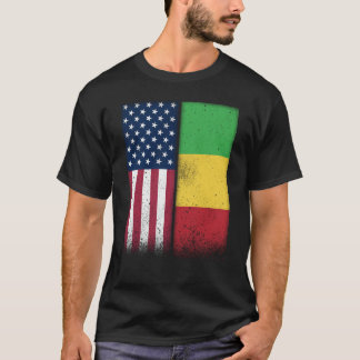 T-shirt Mali Malian American Flags Proud USA Mali