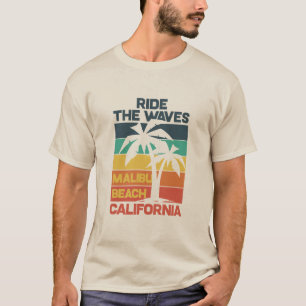T-shirt Malibu Beach Surf Vintage Design