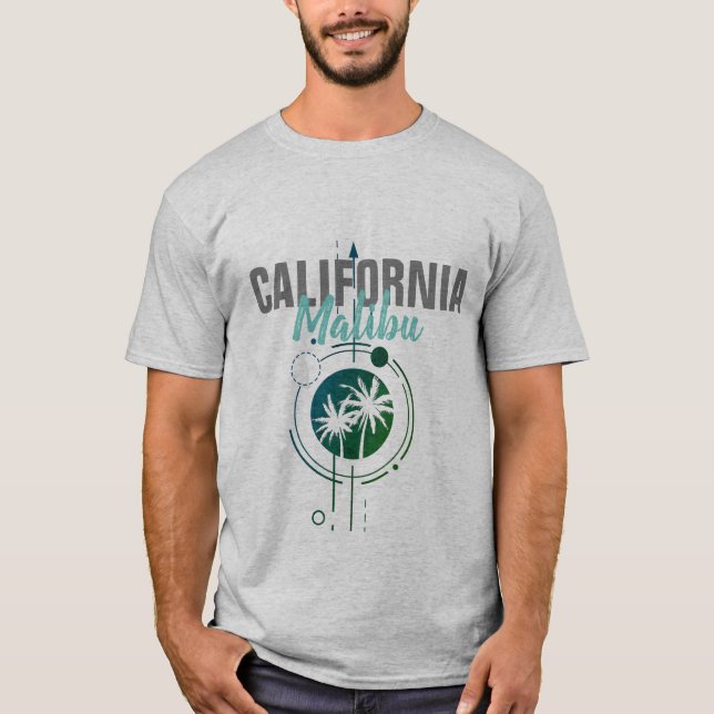 T-shirt Malibu Californie Geometric Palms (Devant)