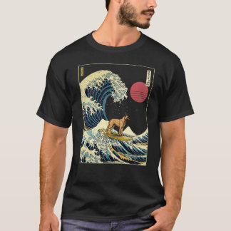 T-shirt Malinois belge Japonais Kanagawa Vague Surf amusan