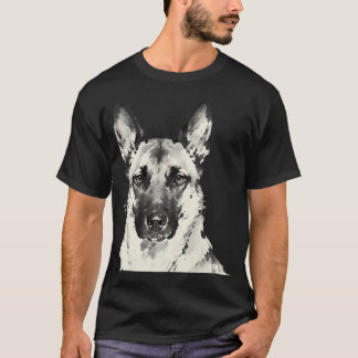 T-shirt Malinois belge peinture à l'encre de près