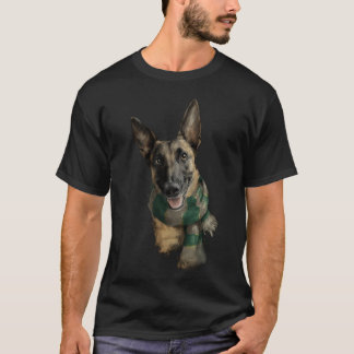 T-shirt Malinois belge portant une écharpe 2