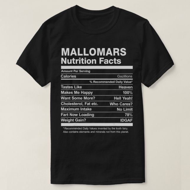 T-shirt Mallomars Nutrition Facts Funny  (Design devant)