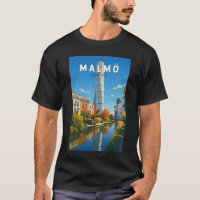 Malmö Suède Illustration Voyage Art Vintage