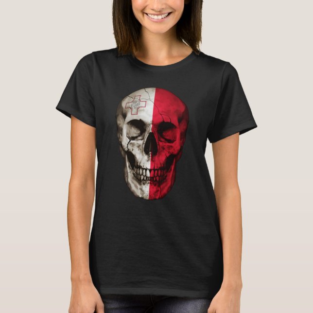 T-shirt Malta Flag Skull Maltese Roots Proud Patriotic (Devant)