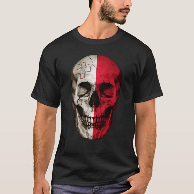 T-shirt Malta Flag Skull Maltese Roots Proud Patriotic (Devant)