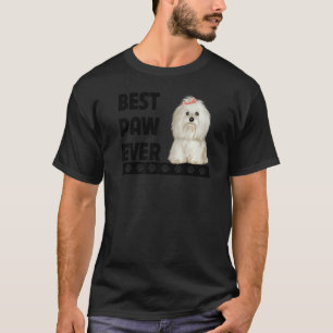 T-shirt Maltais meilleur paw jamais Maltipoo papa chien Fê