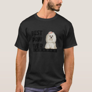T-shirt Maltais meilleur paw jamais Maltipoo papa chien Fê
