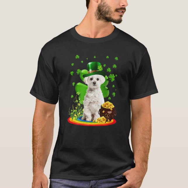 T-shirt Maltese Dog Shamrock St Patricks Day Dog Irish Gif (Devant)