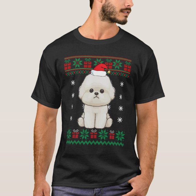 T-shirt Maltese Dog Ugly Sweater Christmas  for Puppy Dog (Devant)