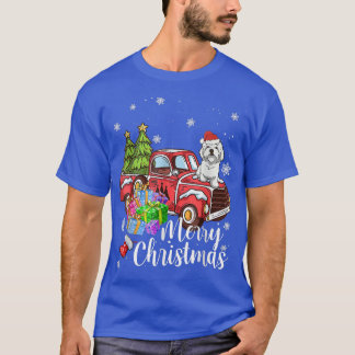 T-shirt Maltese équitation Camion Rouge Noël Joyeux Noël 