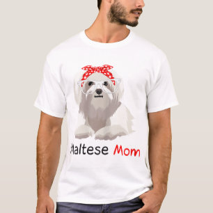 T-shirt Maltese Maman Chien Bandana Pet Lover WoMaltese